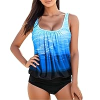 3 Piece Swimsuits for Women with Cover up Set Size Swimsuits Print Swimwears Bathing Suit Bottoms for (Blue-a, XXL)