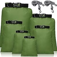 6 Pieces Waterproof Dry Bag Set 15 L+ 8 L +5 L+4 L+3 L+ 2 L Lightweight Sacks and 2 Long Adjustable Shoulder Strap for Kayaking, Rafting, Boating, Hiking, Camping (Army Green)