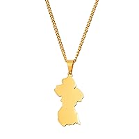 Map of Guyana Pendant Necklaces - Women Men Charm Hip Hop Clavicle Chain Jewelry, Ethnic Maps Country Flag Necklace