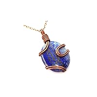 Lapis Lazuli Gemstone Necklace, Coper Wire Wrapped Jewelry, Designer Gemstone Jewellery DR-1890