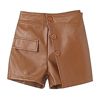 Kids Toddler Child Baby Girls Patchwork PU Leather Shorts Pants Outfit Toddler Track Pants