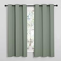 NICETOWN Greyish Green Nursery Essential Thermal Insulated Solid Grommet Top Blackout Short Curtains/Drapes for Son's Room (1 Pair, 42 x 63 inches)
