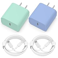 Phone Charger [MFi Certified] 2 Pack 20W PD USB C Wall Fast Charger Adapter with 2 Pack 6FT Type C to Ligh.tning Cable Compatible for Phone 14 13 12 11 Pro Max XR XS X,i.Pad (Green+Blue)