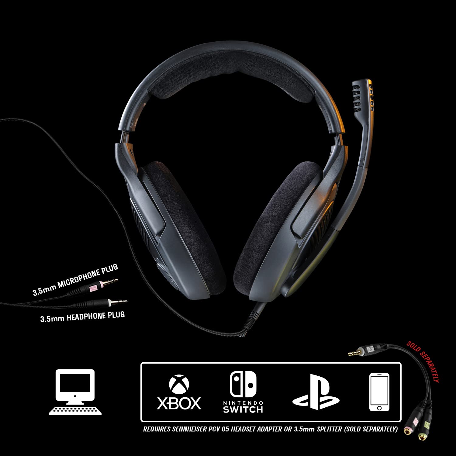 Massdrop x Sennheiser PC37X Gaming Headset — Noise-Cancelling Microphone with Over-Ear Open-Back Design, 10 ft Detachable Cable, and Velour Earpads,Black