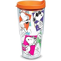 Tervis Peanuts Multi-Snoopy Made in USA Double Walled Insulated Tumbler Cup Keeps Drinks Cold & Hot, 24oz, Clear