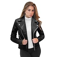 Olivia Miller Women's Faux Leather Jacket Long Sleeve Zip Jacket