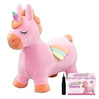 U&C Planet Unicorn Bouncy Horse for Toddlers 1-3, Bouncy Animals for Toddlers, Animal Hopper Bouncing Toys Gift for 1 2 3 Years Old Outdoor Indoor with Pump