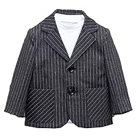 Boys' Blazer Stripe Suit Jacket Peak Lapel Single Breasted Button Coat