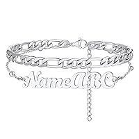 FindChic Stainless Steel Ankle Chain Bracelets for Women or Girls Cuban Curb/Figaro/Box Links Beach Foot Jewelry 8.5''-10.5'' Adjustable Anklet, with Jewelry Box