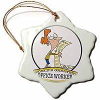 3dRose Funny Worlds Greatest Office Worker Female Occupation Job Cartoon - Ornaments (orn-103404-1)