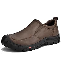 Mens Leather Slip On Hiking Outdoor Waterproof Causal Loafers Work Walking Shoes