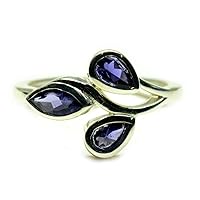 Genuine Iolite Ring for Her 925 Sterling Silver Marquise Pear Shape Bezel Style Jewelry Size 4-13