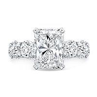 Siyaa Gems 10 CT Radiant Diamond Moissanite Engagement Ring Wedding Ring Band Vintage Solitaire Halo Hidden Prong Silver Jewelry Anniversary Promise Ring Gift