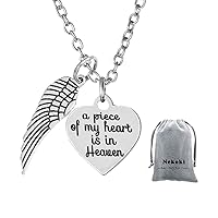 Memorial Jewelry A Piece of My Heart is in Heaven Necklace Heart Necklace-Sympathy Jewelry gifts for loss,in Memory of Mom Dad Grandpa Baby Loss Memorial Gift