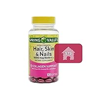 Hair, Skin & Nails Extra Strength Bundle. Includes One Bottle of Spring Valley Hair, Skin & Nails Extra Strength - 5,000 Mcg, 120 Count and a STS Fridge Magnet!
