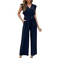 XIEERDUO Womens Jumpsuits Belted High Waist Rompers For Women One Piece Casual Outfits