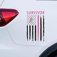 Survivor American Flag Car Window Stickers Breast Cancer Ribbon Heal Car Decal Window Decal Fighte Cancer Awareness Warrior Bumper Stickers for Cars/Trucks Window Decor Gift to Mom Women