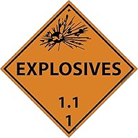 NMC DL130R National Marker Dot Placard Explosives Sign, 1.10.75 Inches x 10.75 Inches, Rigid Plastic