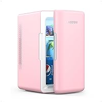 AstroAI Mini Fridge 2.0 Gen, 6 Liter/8 Cans Makeup Skincare Fridge 110V AC/ 12V DC Portable Thermoelectric Cooler and Warmer Little Tiny Fridge for Bedroom, Beverage, Cosmetics LY2206A (Pink)