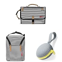 Skip Hop Diaper Bag Organinizing Accessories Set, Black & White Stripe: Changing Pad, Insulated Baby Bottle Bag, Pacifier Holder