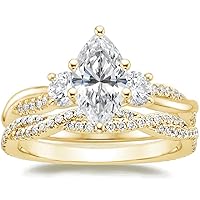 Petite Twisted Vine Moissanite Diamond Ring Set, 2.0 Carat Marquise Moissanite Engagement Ring Set, Wedding Ring Set, Bridal Ring, Promise/Anniversary Rings for Wife