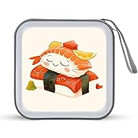 Cute Sleeping Sushi Japanese Food CD Case, 40 Capacity DVD Wallet Holder Portable Case Organizer Storage for Discs