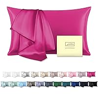 Mulberry Silk Pillow Cases for Hair and Skin King Size Silk Pillowcase with Zipper Soft Breathable Smooth Cooling Satin Silk Pillow Covers for Sleeping (Hot Pink,20