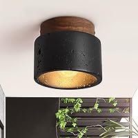 Mid Century Modern Ceiling Light Black Marble Glass Natural Stone Ceiling Light Fixture Semi Flush Mount Farmhouse Wood Small Hallway Close to Ceiling Lamp for Kitchen Porch Entryway