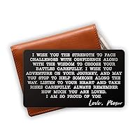 Engraved Stainless Steel Wallet Card Insert - Son Gift Idea from Mom - Unique Mini Love Note to Son from Mother - Graduation Gift (Black)