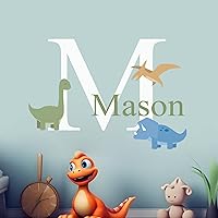 Personalized Dinosaur Wall Stickers for Baby Boy I Custom Brontosaurus & Pterodactyl Name for Nursery Wall Decor I Wall Decal for Child Room Decorations (Wide 22