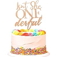 Isn't She ONEderful Cake Topper - Baby Girl's 1st Birthday Party Cake Decoration First Birthday Cake Decors - Rose Gold Glitter