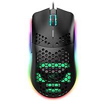 USB Gaming Mouse, Honeycomb Hollow Design Ergonomic Wired Mouse with Backlight, up to 6400 DPI, RGB Gaming Mouse for Mac, Laptop, Computer (A)