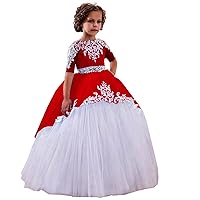 Flower Girl Dress Tulle Lace Applique Sweet First Communion Dress Open Back Pageant Prom Dress