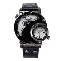 Tickas Watches 2 Time Zones Men Quartz Watch Brand Luxury Leather Strap Sport Wristwatch with Two Movement Men Watches Relogio Masculino(White), white