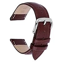 Leather Watch Band, Alligator Grain Calfskin Leather Replacement Strap Stainless Steel Buckle Bracelet for Men Women-18mm 20mm 22mm