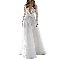 XJYIOEWT Bodycon Dresses for Women Short Long Sleeve,Women's Wedding Dress Sexy Lace Low Cut Long Sleeve Holiday Dress D
