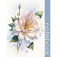 Watercolor White Rose Notebook: 120pg