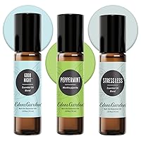 Edens Garden Essential Oil Roll-On Set (Good Night, Peppermint, Stress Less)- Aromatherapy Roller for Massage, Body, Skin Care, Sleep, Head, Relaxing- 3 x 10 ml by Edens Garden
