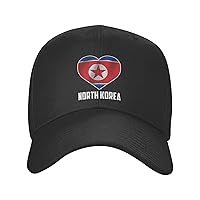 North Korea Flag Heart Classic Hat Fashion Casquette Golf Dad Hats Adjustable Baseball Cap Men Women Black
