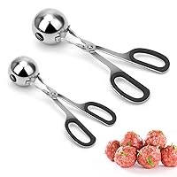Meatball Maker, AHIER 2PCS None-stick Meatball Scoop Ball Maker with Detachable Anti-Slip Handles, Stainless Steel Meat Baller Cake Pop Scoop for Kitchen