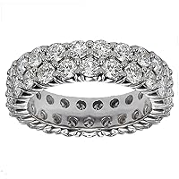 Platinum 2 Row Brilliant Cut Diamond Eternity Anniversary Wedding Ring (3.00-4.10 CT TDW)