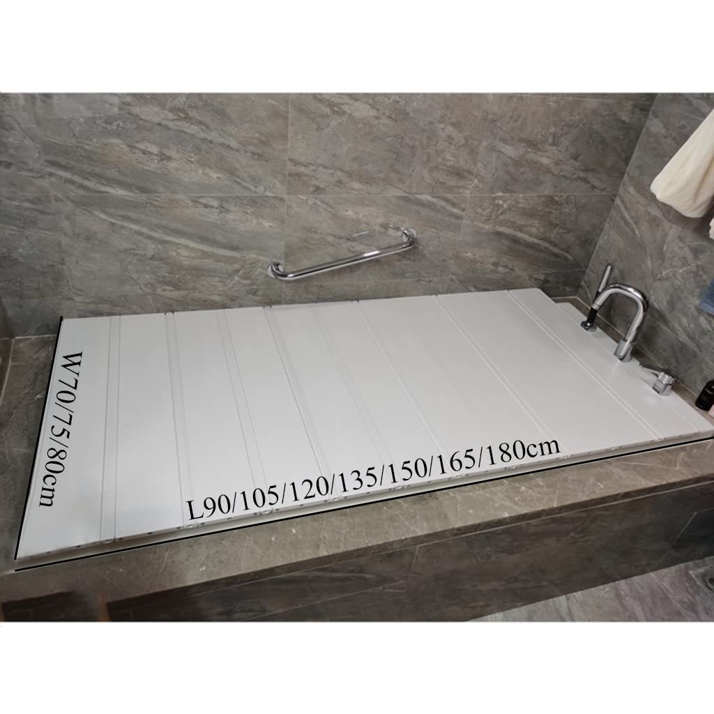 Bathtub Tray Multi-Function Bath Lid White Storage Stand PVC Thicker Can Place Toiletries (Color : L90cm, Size : W80cm)