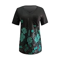Women's Plus Size Basic Tee Tunic T-shirt, Women's Fashion Casual Round Neck Short Sleeve Butterfly Print Top Blouse