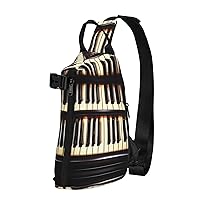 Piano Keys With Musical Notes Print Crossbody Backpack Casual Adjustable Bag Multifunctional Sling Backpack
