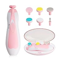 Baby Nail Trimmer Electric,Baby Nail Clippers, 6 in 1 Baby Nail File,Nail File Baby Grooming Kit Manicure Set for Toddler or Adults (Pink-1)