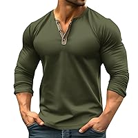 Shirts for Men Outdoor Casual Vintage V-Neck Tops Button Long Sleeve Fashion Sports T-Shirt