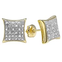 Dazzlingrock Collection 0.23 Carat (ctw) 18K Yellow Gold Plated Sterling Silver Round Diamond Mens Stud Earrings 1/4 CT