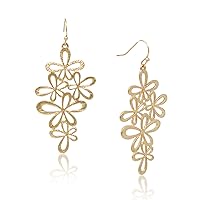 POMINA Floral Celtic Filigree Gold Dangle Drop Earring Boho Fashion Geometirc Filigree Earrings for Women