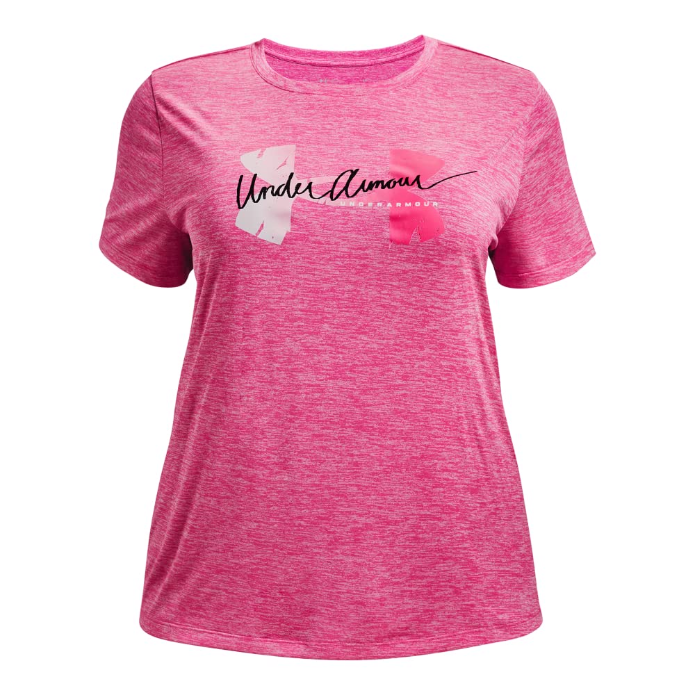Under Armour Women's Tech Twist Script Logo Short Sleeve T-Shirt Extended Sizing