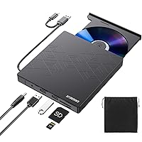 External DVD Drive, CD Drive USB 3.0 Typle C CD/DVD ROM +/-RW Adapter with USB Port DVD Burner for Laptop PC Desktop Computer, Optical Disk Drive CD Player Compatible with Mac Windows Linux
